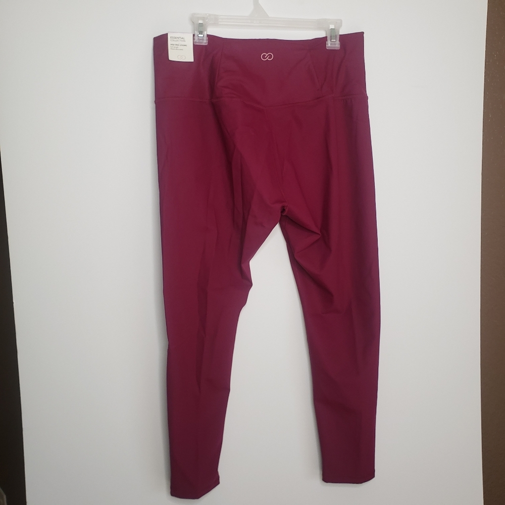 CALIA essential shine leggings tights high rise berry rich pink full length New - Picture 5 of 10